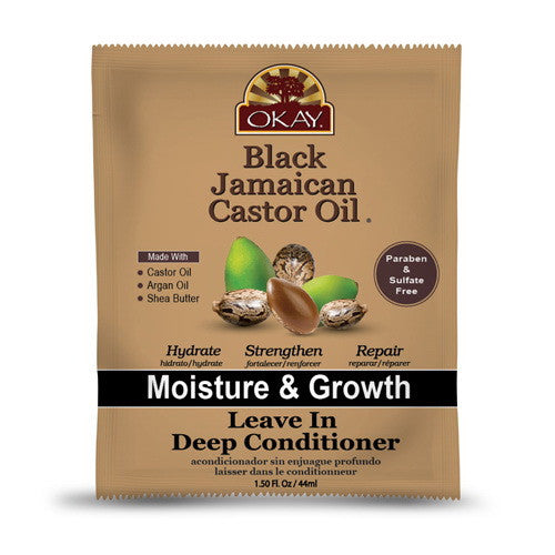 Okay Black Jamaican Castor Oil Leave In Deep Conditioner for All Hair Types, 1.5 Oz